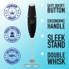 imageZulay Kitchen Powerful Double Whisk Milk Frother Handheld  Foam Maker With Stand  Whisk Drink Mixer for Coffee Mini Foamer for Latte Matcha Frappe Hot Chocolate ampamp Cappuccino Blizzard WhiteMidnight Black