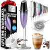imageZulay Kitchen Powerful Double Whisk Milk Frother Handheld  Foam Maker With Stand  Whisk Drink Mixer for Coffee Mini Foamer for Latte Matcha Frappe Hot Chocolate ampamp Cappuccino Blizzard WhiteGalaxy