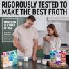 imageZulay Kitchen Powerful Double Whisk Milk Frother Handheld  Foam Maker With Stand  Whisk Drink Mixer for Coffee Mini Foamer for Latte Matcha Frappe Hot Chocolate ampamp Cappuccino Blizzard WhiteLavender Blush