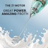 imageZulay Kitchen Powerful Double Whisk Milk Frother Handheld  Foam Maker With Stand  Whisk Drink Mixer for Coffee Mini Foamer for Latte Matcha Frappe Hot Chocolate ampamp Cappuccino Blizzard WhiteCrystal Quartz