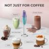 imageZulay Kitchen Powerful Double Whisk Milk Frother Handheld  Foam Maker With Stand  Whisk Drink Mixer for Coffee Mini Foamer for Latte Matcha Frappe Hot Chocolate ampamp Cappuccino Blizzard WhiteAurora Lights
