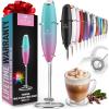 imageZulay Kitchen Powerful Double Whisk Milk Frother Handheld  Foam Maker With Stand  Whisk Drink Mixer for Coffee Mini Foamer for Latte Matcha Frappe Hot Chocolate ampamp Cappuccino Blizzard WhiteBubblegum
