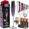 imageZulay Kitchen Powerful Double Whisk Milk Frother Handheld  Foam Maker With Stand  Whisk Drink Mixer for Coffee Mini Foamer for Latte Matcha Frappe Hot Chocolate ampamp Cappuccino Blizzard WhiteGalaxy