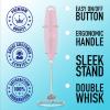 imageZulay Kitchen Powerful Double Whisk Milk Frother Handheld  Foam Maker With Stand  Whisk Drink Mixer for Coffee Mini Foamer for Latte Matcha Frappe Hot Chocolate ampamp Cappuccino Blizzard WhiteCotton Candy
