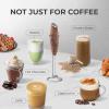 imageZulay Kitchen Powerful Double Whisk Milk Frother Handheld  Foam Maker With Stand  Whisk Drink Mixer for Coffee Mini Foamer for Latte Matcha Frappe Hot Chocolate ampamp Cappuccino Blizzard WhiteWalnut