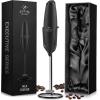 imageZulay Kitchen Powerful Double Whisk Milk Frother Handheld  Foam Maker With Stand  Whisk Drink Mixer for Coffee Mini Foamer for Latte Matcha Frappe Hot Chocolate ampamp Cappuccino Blizzard WhiteMidnight Black