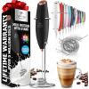 imageZulay Kitchen Powerful Double Whisk Milk Frother Handheld  Foam Maker With Stand  Whisk Drink Mixer for Coffee Mini Foamer for Latte Matcha Frappe Hot Chocolate ampamp Cappuccino Blizzard WhiteBlack  Copper