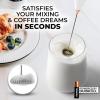 imageZulay Kitchen Powerful Double Whisk Milk Frother Handheld  Foam Maker With Stand  Whisk Drink Mixer for Coffee Mini Foamer for Latte Matcha Frappe Hot Chocolate ampamp Cappuccino Blizzard WhiteExec White  Rose Gold