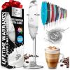 imageZulay Kitchen Powerful Double Whisk Milk Frother Handheld  Foam Maker With Stand  Whisk Drink Mixer for Coffee Mini Foamer for Latte Matcha Frappe Hot Chocolate ampamp Cappuccino Blizzard WhiteCrystal Quartz