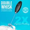 imageZulay Kitchen Powerful Double Whisk Milk Frother Handheld  Foam Maker With Stand  Whisk Drink Mixer for Coffee Mini Foamer for Latte Matcha Frappe Hot Chocolate ampamp Cappuccino Blizzard WhiteMetallic Black