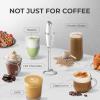 imageZulay Kitchen Powerful Double Whisk Milk Frother Handheld  Foam Maker With Stand  Whisk Drink Mixer for Coffee Mini Foamer for Latte Matcha Frappe Hot Chocolate ampamp Cappuccino Blizzard WhiteBlizzard White