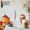 imageZulay Kitchen Powerful Double Whisk Milk Frother Handheld  Foam Maker With Stand  Whisk Drink Mixer for Coffee Mini Foamer for Latte Matcha Frappe Hot Chocolate ampamp Cappuccino Blizzard WhiteLavender Blush