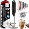 imageZulay Kitchen Powerful Double Whisk Milk Frother Handheld  Foam Maker With Stand  Whisk Drink Mixer for Coffee Mini Foamer for Latte Matcha Frappe Hot Chocolate ampamp Cappuccino Blizzard WhiteMidnight Black
