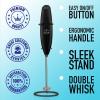 imageZulay Kitchen Powerful Double Whisk Milk Frother Handheld  Foam Maker With Stand  Whisk Drink Mixer for Coffee Mini Foamer for Latte Matcha Frappe Hot Chocolate ampamp Cappuccino Blizzard WhiteBlack Exec Series