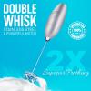 imageZulay Kitchen Powerful Double Whisk Milk Frother Handheld  Foam Maker With Stand  Whisk Drink Mixer for Coffee Mini Foamer for Latte Matcha Frappe Hot Chocolate ampamp Cappuccino Blizzard WhiteBright Silver