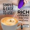 imageZulay Kitchen Powerful Double Whisk Milk Frother Handheld  Foam Maker With Stand  Whisk Drink Mixer for Coffee Mini Foamer for Latte Matcha Frappe Hot Chocolate ampamp Cappuccino Blizzard WhitePurple