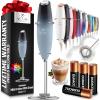 imageZulay Kitchen Powerful Double Whisk Milk Frother Handheld  Foam Maker With Stand  Whisk Drink Mixer for Coffee Mini Foamer for Latte Matcha Frappe Hot Chocolate ampamp Cappuccino Blizzard WhiteStorm Blend