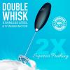 imageZulay Kitchen Powerful Double Whisk Milk Frother Handheld  Foam Maker With Stand  Whisk Drink Mixer for Coffee Mini Foamer for Latte Matcha Frappe Hot Chocolate ampamp Cappuccino Blizzard WhiteMidnight Black