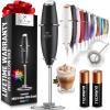 imageZulay Kitchen Powerful Double Whisk Milk Frother Handheld  Foam Maker With Stand  Whisk Drink Mixer for Coffee Mini Foamer for Latte Matcha Frappe Hot Chocolate ampamp Cappuccino Blizzard WhiteMidnight Black