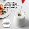 imageZulay Kitchen Powerful Double Whisk Milk Frother Handheld  Foam Maker With Stand  Whisk Drink Mixer for Coffee Mini Foamer for Latte Matcha Frappe Hot Chocolate ampamp Cappuccino Blizzard WhiteCardinal Red