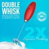 imageZulay Kitchen Powerful Double Whisk Milk Frother Handheld  Foam Maker With Stand  Whisk Drink Mixer for Coffee Mini Foamer for Latte Matcha Frappe Hot Chocolate ampamp Cappuccino Blizzard WhiteCardinal Red