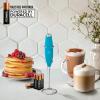 imageZulay Kitchen Powerful Double Whisk Milk Frother Handheld  Foam Maker With Stand  Whisk Drink Mixer for Coffee Mini Foamer for Latte Matcha Frappe Hot Chocolate ampamp Cappuccino Blizzard WhiteBlue Teal