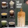 imageZulay Kitchen Powerful Double Whisk Milk Frother Handheld  Foam Maker With Stand  Whisk Drink Mixer for Coffee Mini Foamer for Latte Matcha Frappe Hot Chocolate ampamp Cappuccino Blizzard WhiteMidnight Black