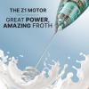 imageZulay Kitchen Powerful Double Whisk Milk Frother Handheld  Foam Maker With Stand  Whisk Drink Mixer for Coffee Mini Foamer for Latte Matcha Frappe Hot Chocolate ampamp Cappuccino Blizzard WhiteMetallic Black