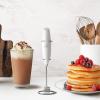 imageZulay Kitchen Powerful Double Whisk Milk Frother Handheld  Foam Maker With Stand  Whisk Drink Mixer for Coffee Mini Foamer for Latte Matcha Frappe Hot Chocolate ampamp Cappuccino Blizzard WhiteBlizzard White