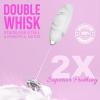 imageZulay Kitchen Powerful Double Whisk Milk Frother Handheld  Foam Maker With Stand  Whisk Drink Mixer for Coffee Mini Foamer for Latte Matcha Frappe Hot Chocolate ampamp Cappuccino Blizzard WhiteCrystal Quartz