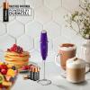 imageZulay Kitchen Powerful Double Whisk Milk Frother Handheld  Foam Maker With Stand  Whisk Drink Mixer for Coffee Mini Foamer for Latte Matcha Frappe Hot Chocolate ampamp Cappuccino Blizzard WhitePurple
