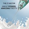 imageZulay Kitchen Powerful Double Whisk Milk Frother Handheld  Foam Maker With Stand  Whisk Drink Mixer for Coffee Mini Foamer for Latte Matcha Frappe Hot Chocolate ampamp Cappuccino Blizzard WhiteMidnight Black
