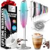 imageZulay Kitchen Powerful Double Whisk Milk Frother Handheld  Foam Maker With Stand  Whisk Drink Mixer for Coffee Mini Foamer for Latte Matcha Frappe Hot Chocolate ampamp Cappuccino Blizzard WhiteBubblegum