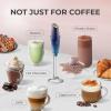 imageZulay Kitchen Powerful Double Whisk Milk Frother Handheld  Foam Maker With Stand  Whisk Drink Mixer for Coffee Mini Foamer for Latte Matcha Frappe Hot Chocolate ampamp Cappuccino Blizzard WhiteDeep Sea