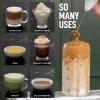 imageZulay Kitchen Powerful Double Whisk Milk Frother Handheld  Foam Maker With Stand  Whisk Drink Mixer for Coffee Mini Foamer for Latte Matcha Frappe Hot Chocolate ampamp Cappuccino Blizzard WhiteUnicorn White