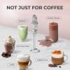 imageZulay Kitchen Powerful Double Whisk Milk Frother Handheld  Foam Maker With Stand  Whisk Drink Mixer for Coffee Mini Foamer for Latte Matcha Frappe Hot Chocolate ampamp Cappuccino Blizzard WhiteCrystal Quartz
