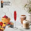imageZulay Kitchen Powerful Double Whisk Milk Frother Handheld  Foam Maker With Stand  Whisk Drink Mixer for Coffee Mini Foamer for Latte Matcha Frappe Hot Chocolate ampamp Cappuccino Blizzard WhiteCardinal Red