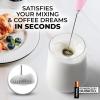 imageZulay Kitchen Powerful Double Whisk Milk Frother Handheld  Foam Maker With Stand  Whisk Drink Mixer for Coffee Mini Foamer for Latte Matcha Frappe Hot Chocolate ampamp Cappuccino Blizzard WhiteLavender Blush