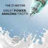 imageZulay Kitchen Powerful Double Whisk Milk Frother Handheld  Foam Maker With Stand  Whisk Drink Mixer for Coffee Mini Foamer for Latte Matcha Frappe Hot Chocolate ampamp Cappuccino Blizzard WhiteBlizzard White