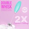 imageZulay Kitchen Powerful Double Whisk Milk Frother Handheld  Foam Maker With Stand  Whisk Drink Mixer for Coffee Mini Foamer for Latte Matcha Frappe Hot Chocolate ampamp Cappuccino Blizzard WhiteCaribbean Aqua