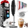 imageZulay Kitchen Powerful Double Whisk Milk Frother Handheld  Foam Maker With Stand  Whisk Drink Mixer for Coffee Mini Foamer for Latte Matcha Frappe Hot Chocolate ampamp Cappuccino Blizzard WhiteBlack Exec Series
