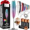 imageZulay Kitchen Powerful Double Whisk Milk Frother Handheld  Foam Maker With Stand  Whisk Drink Mixer for Coffee Mini Foamer for Latte Matcha Frappe Hot Chocolate ampamp Cappuccino Blizzard WhiteBubblegum
