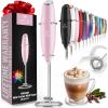 imageZulay Kitchen Powerful Double Whisk Milk Frother Handheld  Foam Maker With Stand  Whisk Drink Mixer for Coffee Mini Foamer for Latte Matcha Frappe Hot Chocolate ampamp Cappuccino Blizzard WhiteCotton Candy