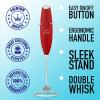 imageZulay Kitchen Powerful Double Whisk Milk Frother Handheld  Foam Maker With Stand  Whisk Drink Mixer for Coffee Mini Foamer for Latte Matcha Frappe Hot Chocolate ampamp Cappuccino Blizzard WhiteCardinal Red