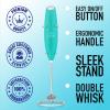 imageZulay Kitchen Powerful Double Whisk Milk Frother Handheld  Foam Maker With Stand  Whisk Drink Mixer for Coffee Mini Foamer for Latte Matcha Frappe Hot Chocolate ampamp Cappuccino Blizzard WhiteCaribbean Aqua