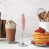 imageZulay Kitchen Powerful Double Whisk Milk Frother Handheld  Foam Maker With Stand  Whisk Drink Mixer for Coffee Mini Foamer for Latte Matcha Frappe Hot Chocolate ampamp Cappuccino Blizzard WhiteCotton Candy