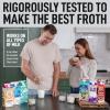 imageZulay Kitchen Powerful Double Whisk Milk Frother Handheld  Foam Maker With Stand  Whisk Drink Mixer for Coffee Mini Foamer for Latte Matcha Frappe Hot Chocolate ampamp Cappuccino Blizzard WhiteMarble