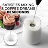 imageZulay Kitchen Powerful Double Whisk Milk Frother Handheld  Foam Maker With Stand  Whisk Drink Mixer for Coffee Mini Foamer for Latte Matcha Frappe Hot Chocolate ampamp Cappuccino Blizzard WhiteMidnight Black