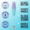 imageZulay Kitchen Powerful Double Whisk Milk Frother Handheld  Foam Maker With Stand  Whisk Drink Mixer for Coffee Mini Foamer for Latte Matcha Frappe Hot Chocolate ampamp Cappuccino Blizzard WhiteAurora Lights
