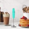 imageZulay Kitchen Powerful Double Whisk Milk Frother Handheld  Foam Maker With Stand  Whisk Drink Mixer for Coffee Mini Foamer for Latte Matcha Frappe Hot Chocolate ampamp Cappuccino Blizzard WhiteCaribbean Aqua
